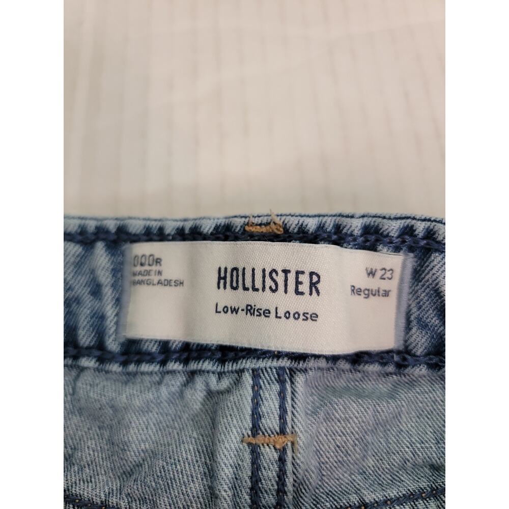 Hollister Jeans Sz 23 Low-Rise Loose Baggy Embroidered Bows Wide Leg - Picture 7 of 10